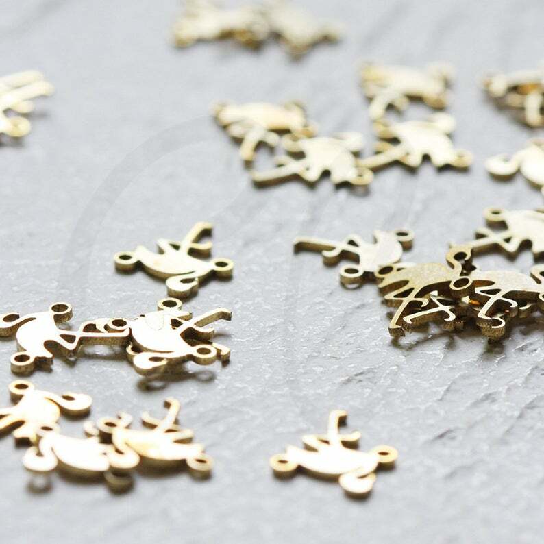 4 Pieces Laser Cut Solid Brass Bird Link - 12x10mm (CW-4344C)