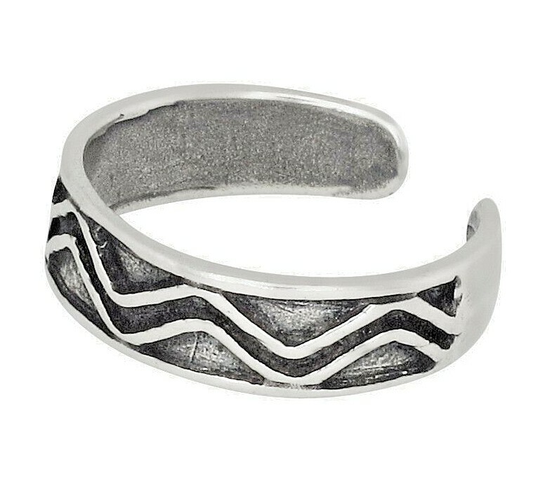 Sterling Silver .925 Waves Toe Ring Adjustable Size | Made In USA
