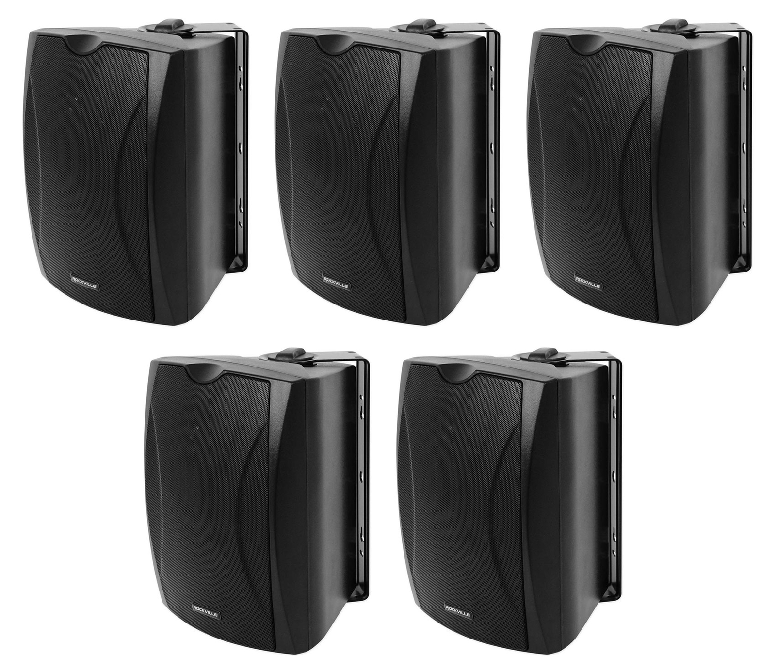 5) Rockville WET-6B 70V 6.5" IP55 Black Commercial Indoor/Outdoor Wall Speakers