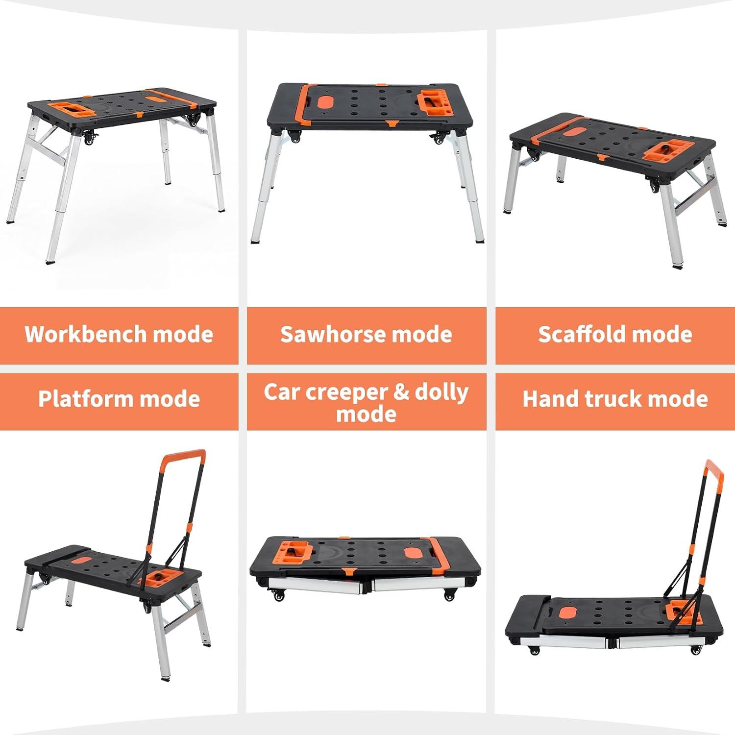 7-in-1 Multifunctional Folding Workbench & Work Table with Wheels Workstation