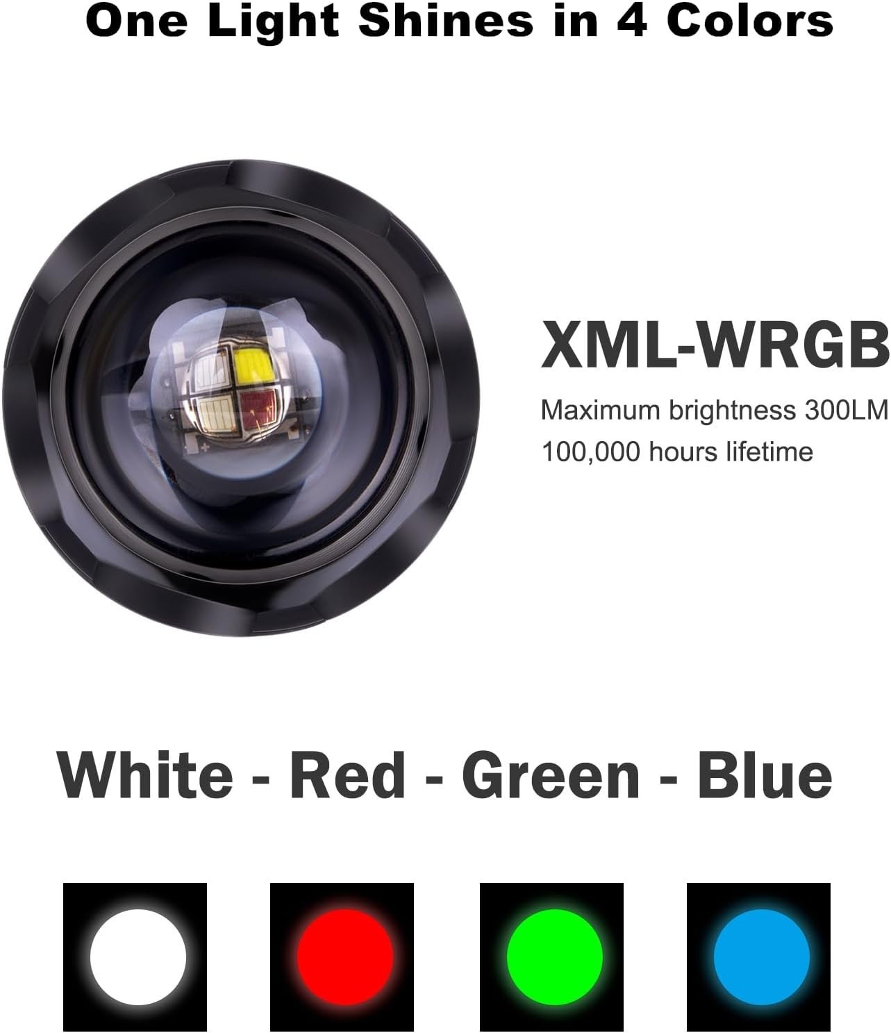 Lightweight Zoomable RGBW LED Flashlight - Perfect for Adventures & Night Vision