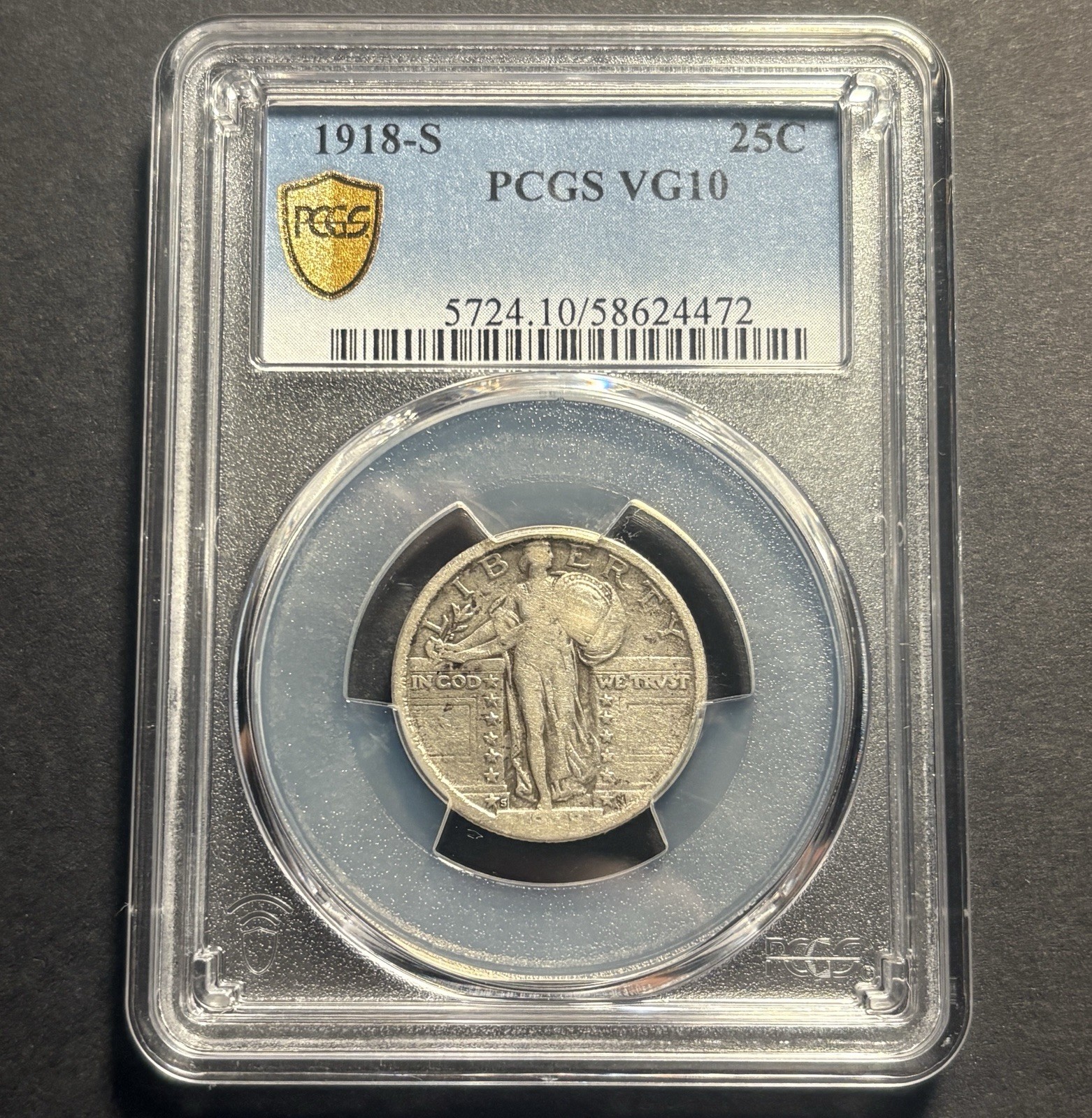 1918-S Standing Liberty Quarter — PCGS VG10 🔥 Better Date