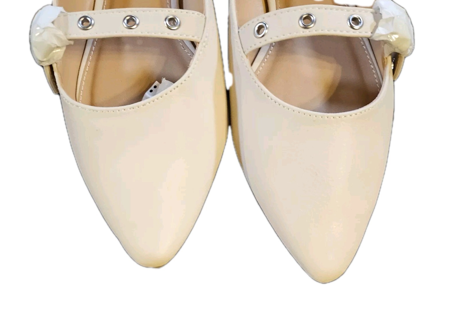 Unionbay Cream Pamira Mary Jane Slingback Pointed Toe Flats Retro Womens SZ 9.5M