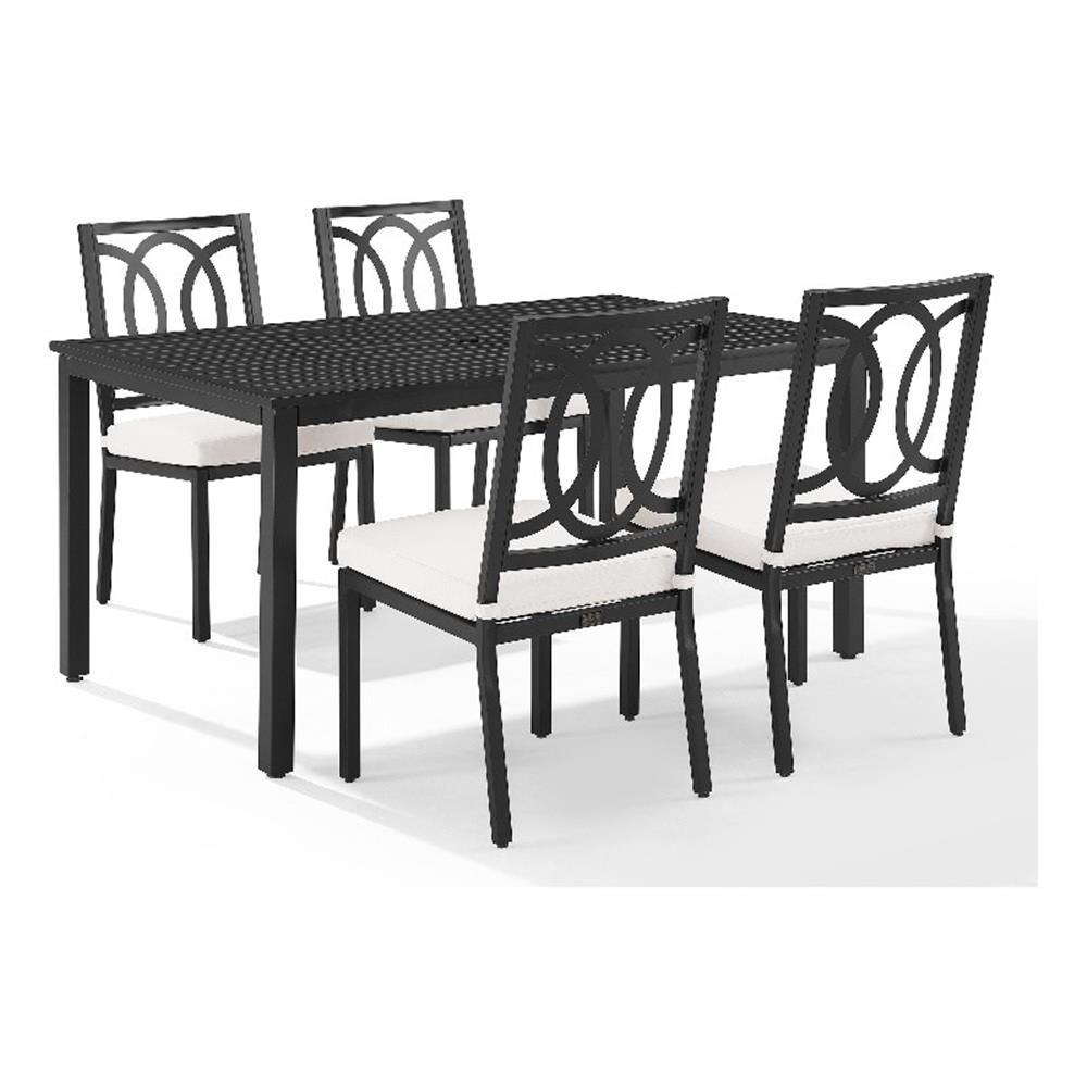 Crosley Furniture Chambers 5-Piece Steel Metal Outdoor Dining Set in Cream/Black