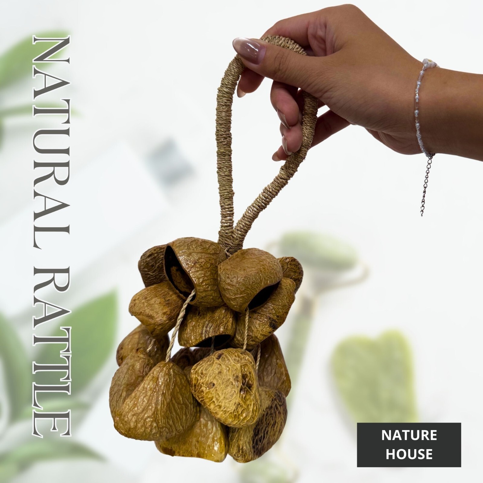 【Import Duties Apply】Natural Shell Hand Rattle Handmade Shaker Percussion Shaker
