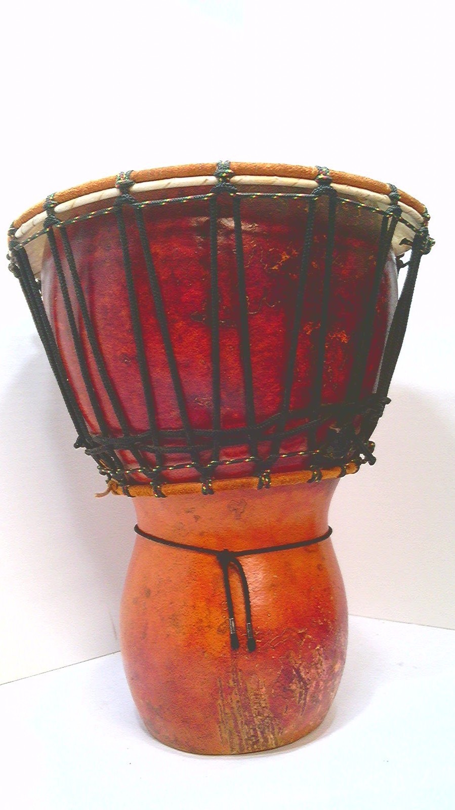 ✅  ✅   African~Gourd Drum~w/ Ropes~15 1/2"