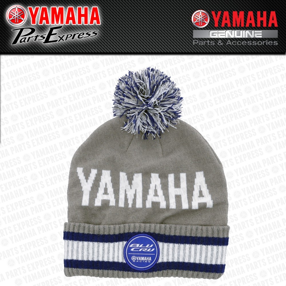 NEW YAMAHA RACING BLU CRU GRAY ADULT WINTER POM BEANIE HAT GYTR YZ 125 250 450