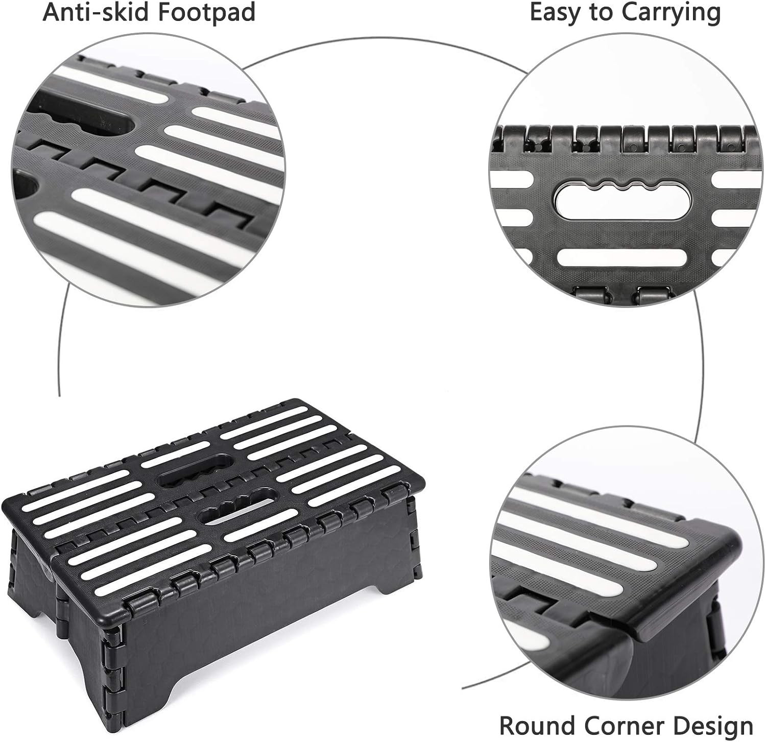 5 Inch Folding Step Stool with Non-Slip Mat. Made of Incombustible Plastic, Can