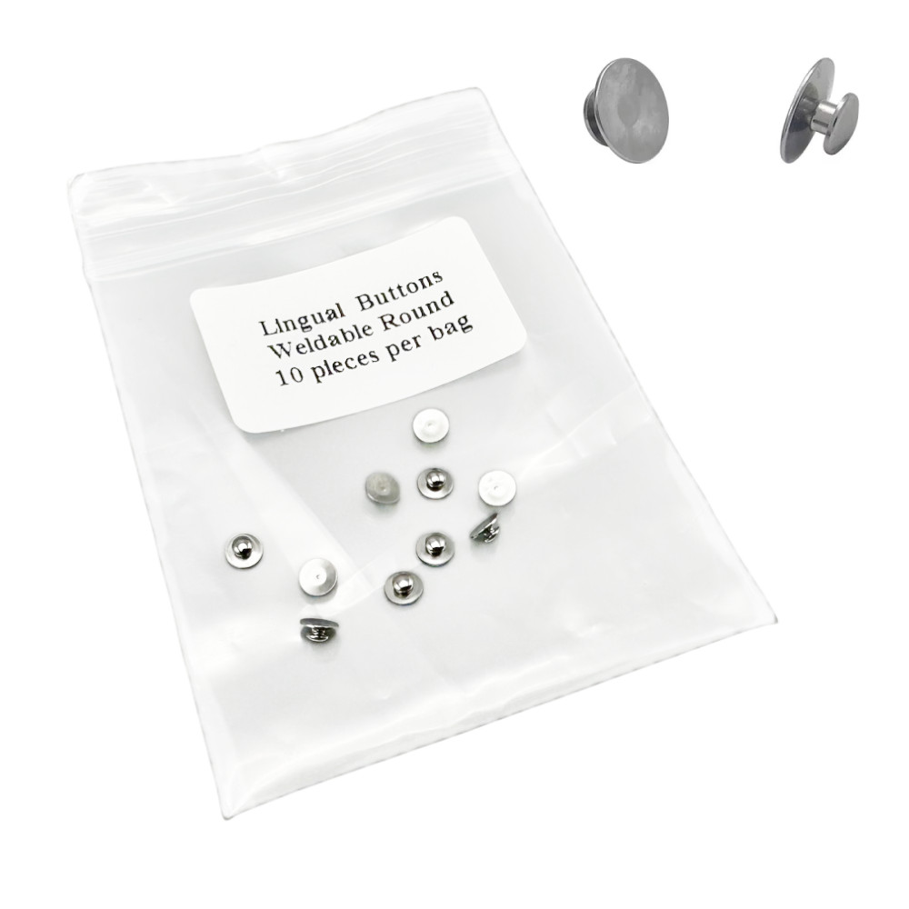 10Pcs Dental Orthodontic Lingual Buttons Weldable Round Metal Plain Base Button