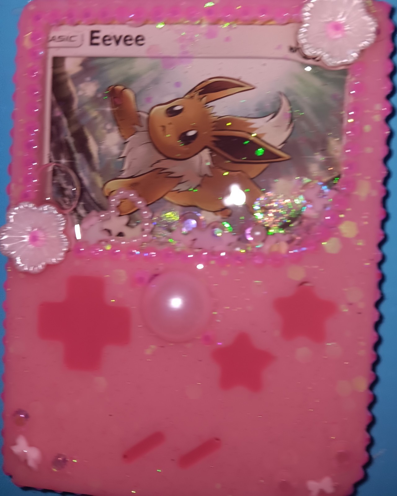 Pretty In Pink Eevee Resin Shaker Keychain