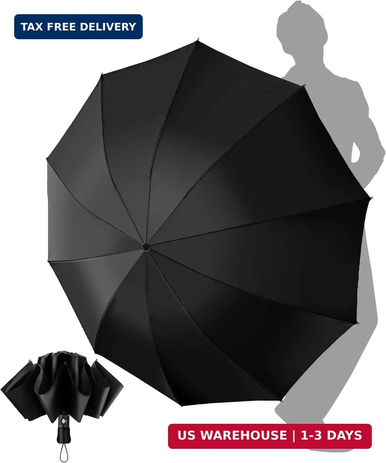 Travel Compact Umbrella Windproof - Portable Automatic Umbrellas for Rain, Inver