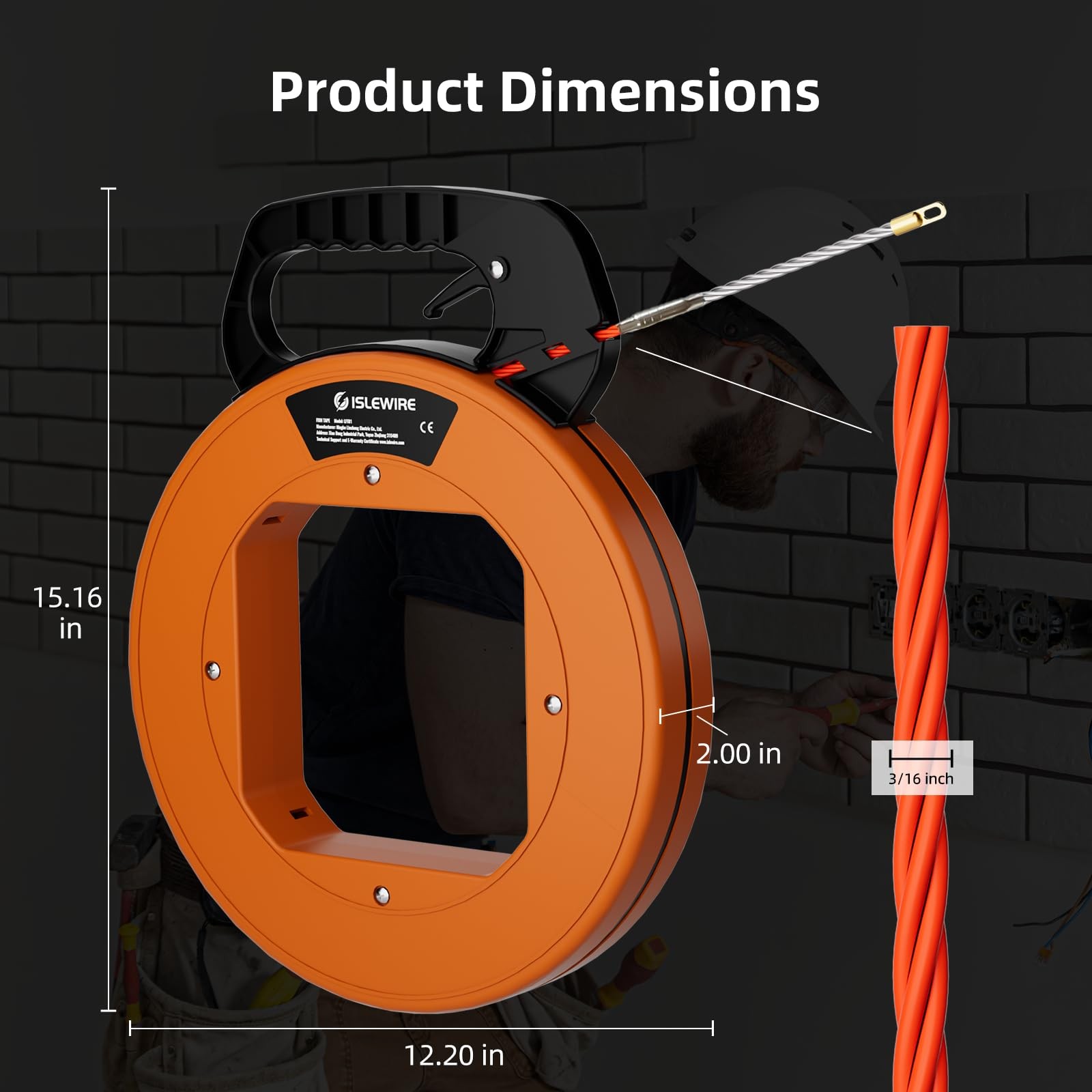 125 ft Fish Tape 3/16 Inch PET Wire Puller NonConductive Cable Tool