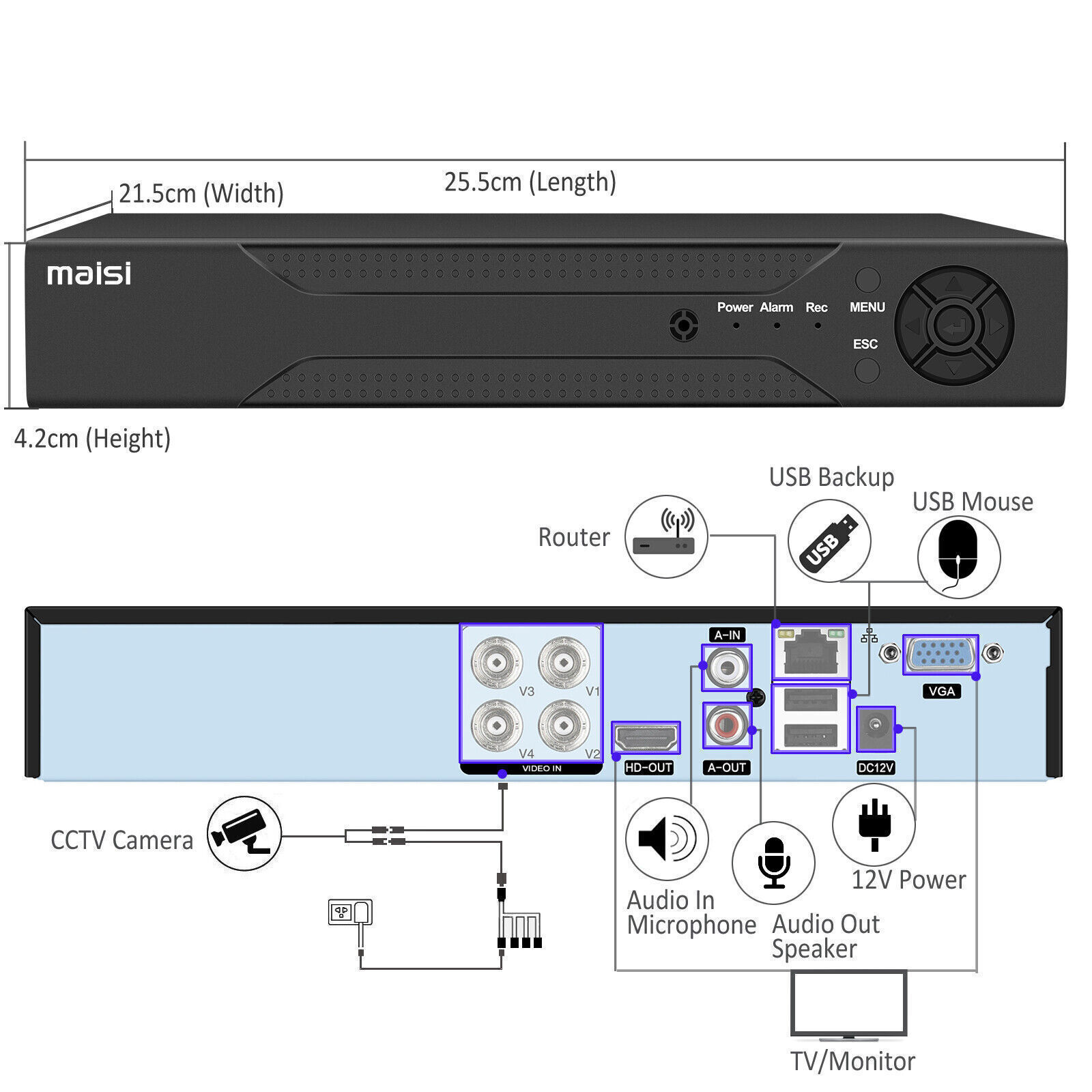 4CH CCTV DVR Digital Video Recorder HD 5MP for Home Security Camera System