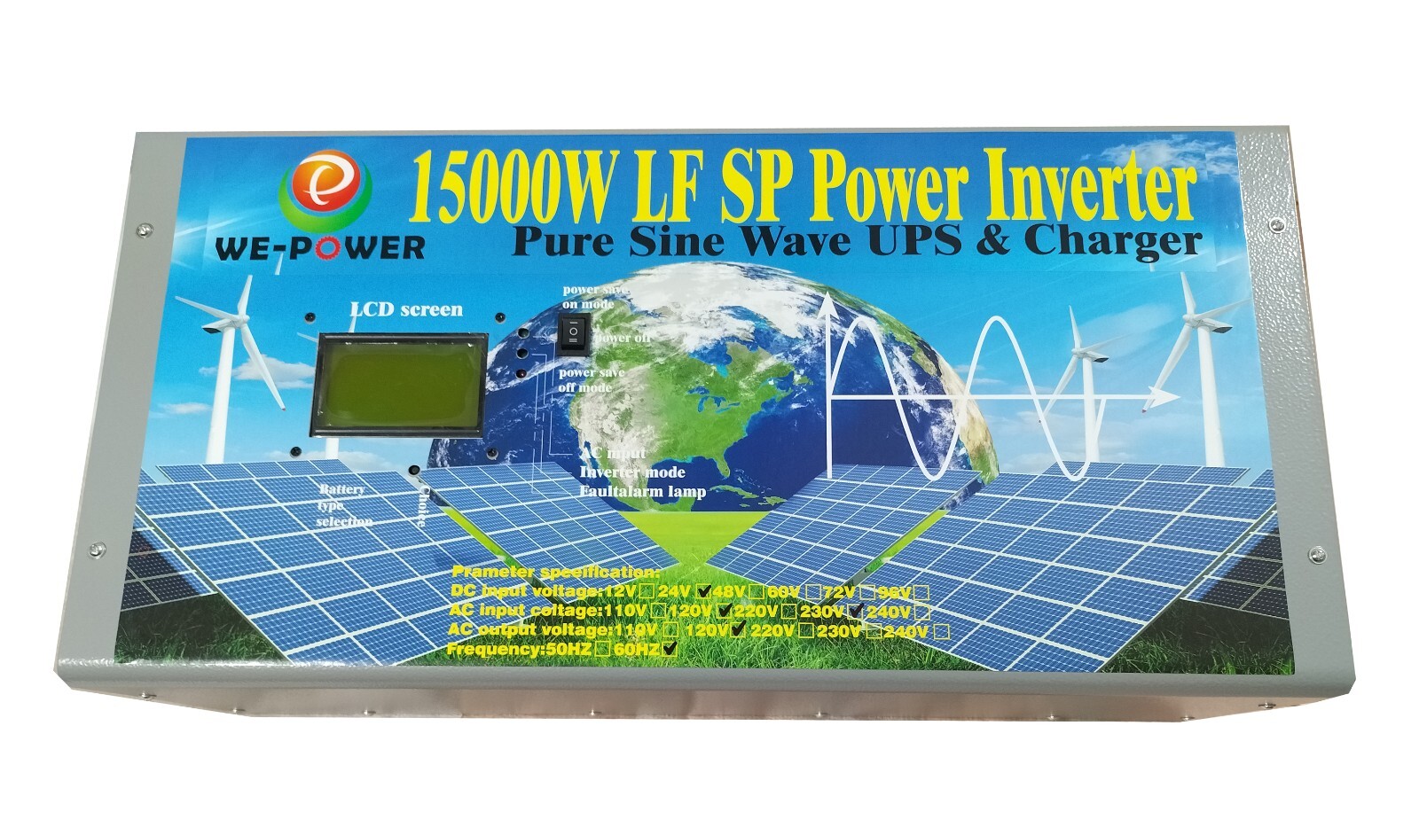 60000W/15000W LF Split Phase Pure Sine Wave Power Inverter 48VDC/110V220VAC