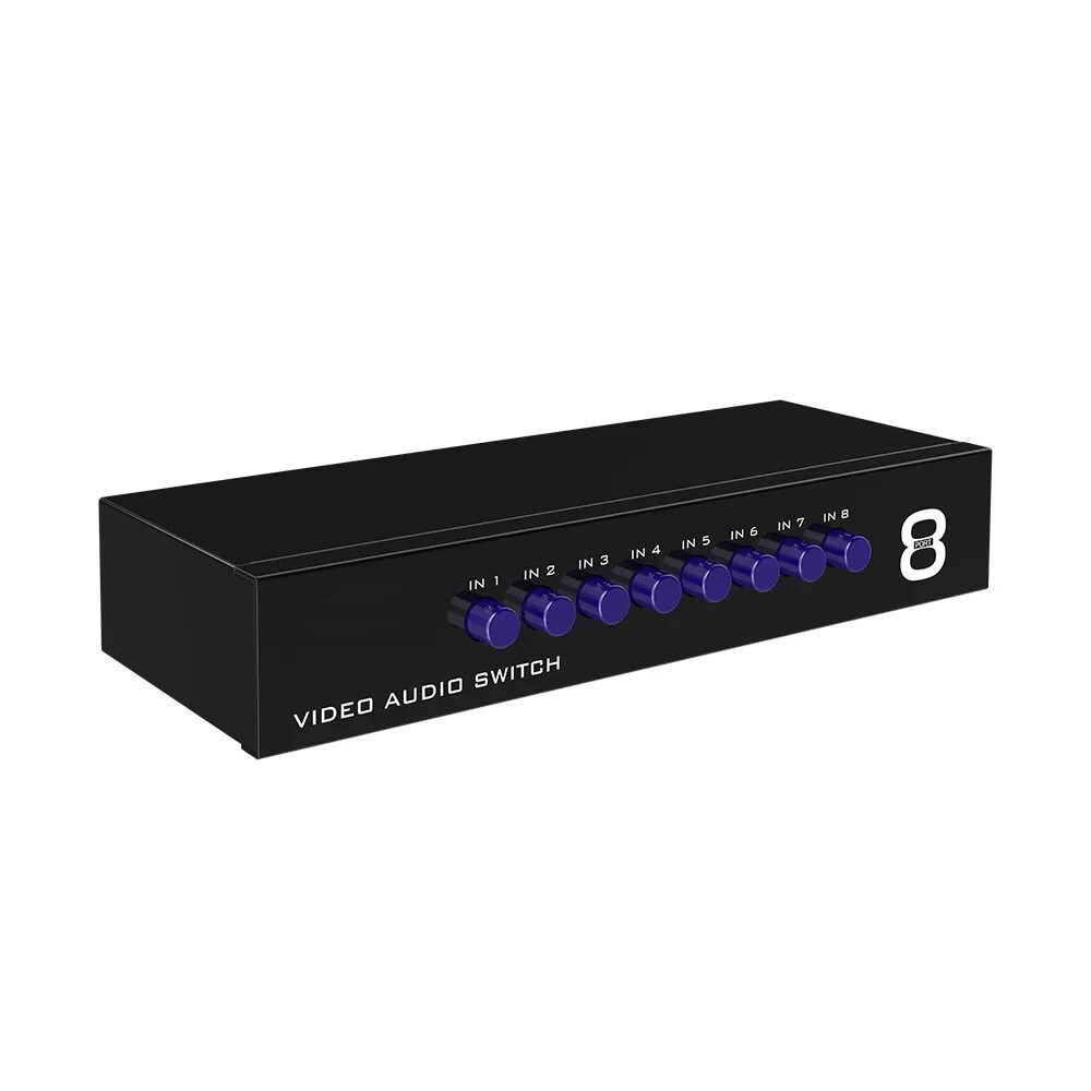 8-Port RCA Composite Video Audio AV 8-Way Switch Selector Switcher Splitter Box