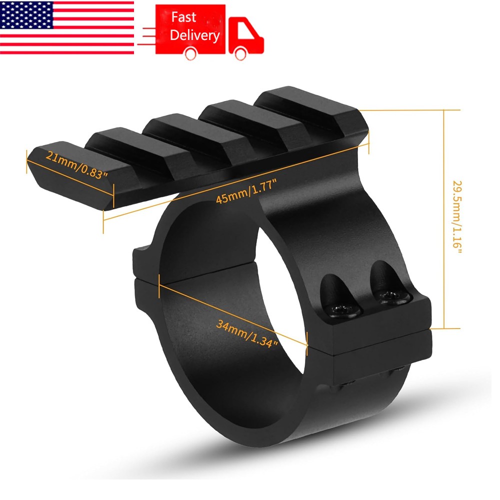 Tactical Scope Barrel Mount 34mm Ring Adapter with 4 Slot 20mm Picatinny Rail