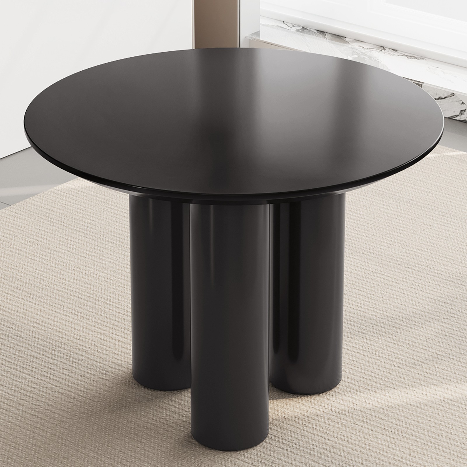 39" Round Dining Table Black Modern Kitchen Table Dining Room Table for 2-4