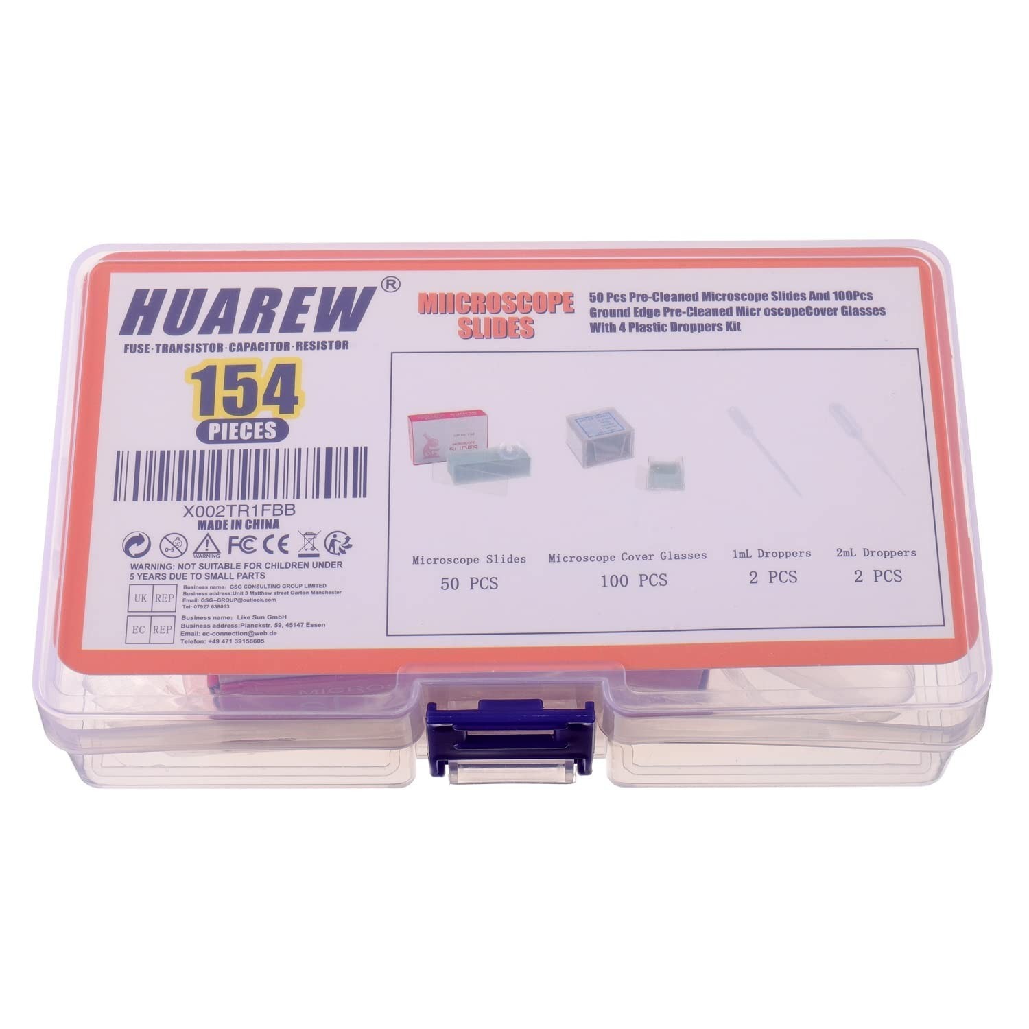 50 Pcs Ground Edge Pre-Cleaned Microscope Slides and 100 Pcs Pre-Cleaned Micr...