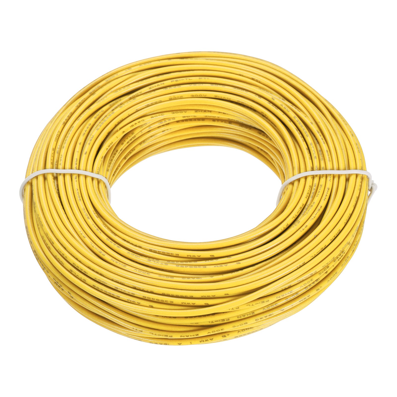 UL1007 18AWG Gauge Stranded Hook-Up Wire Tinned Copper Wire 30m/100ft Yellow