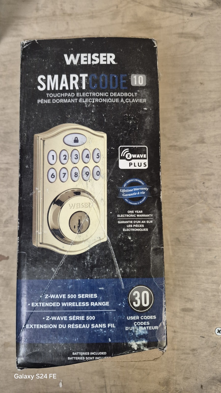 Weiser Smart Code 10 Touchpad Electronic Deadbolt Polished Brass/Gold - Open Box