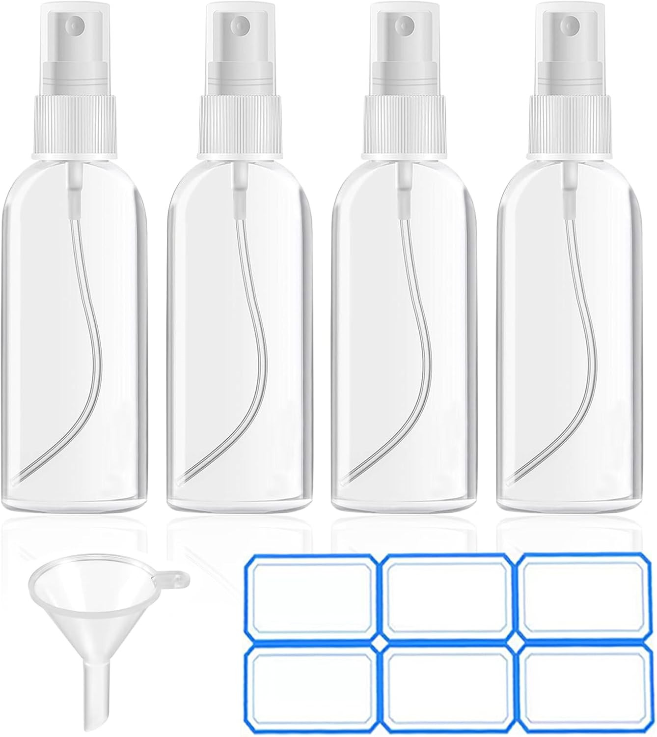 4 Pack 2 Oz 50ml Mini Spray Bottles Clear, Plastic | Travel Size Refillable S...