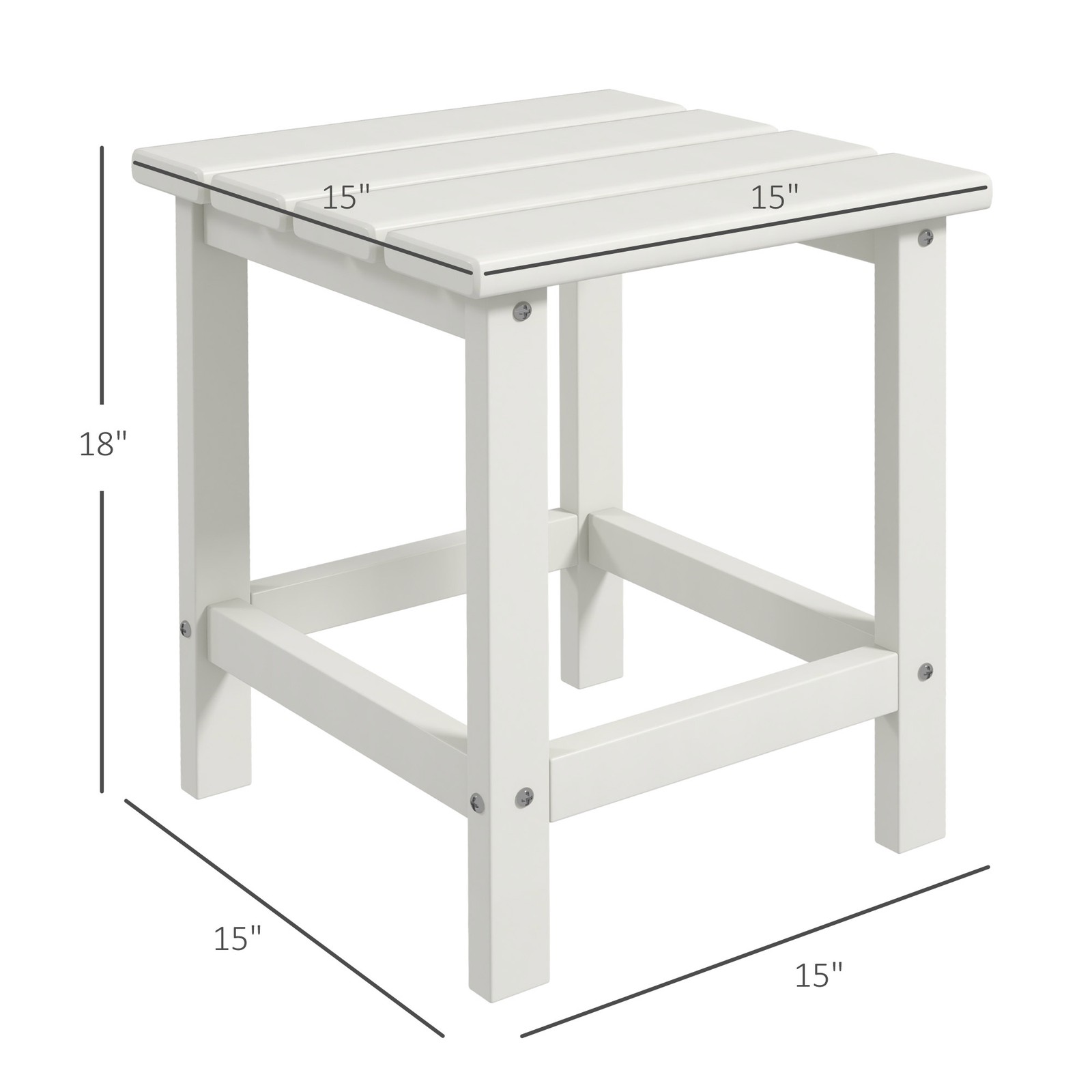 15" Adirondack Square Patio Side Table Weather-Resistant HDPE for Outdoor Porch