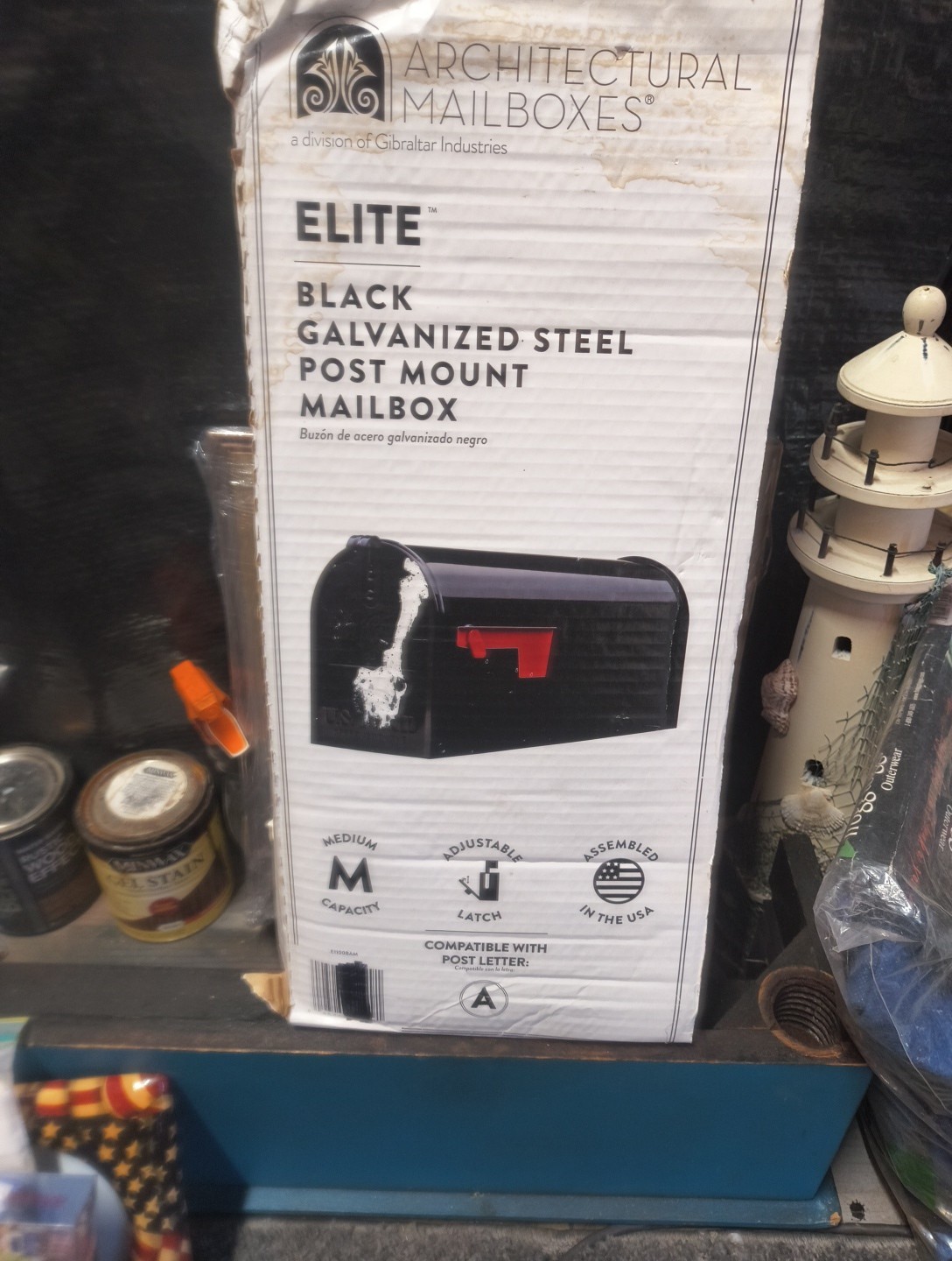 Gibraltar Elite Post-Mount Mailbox Black Steel Medium E1100BAM