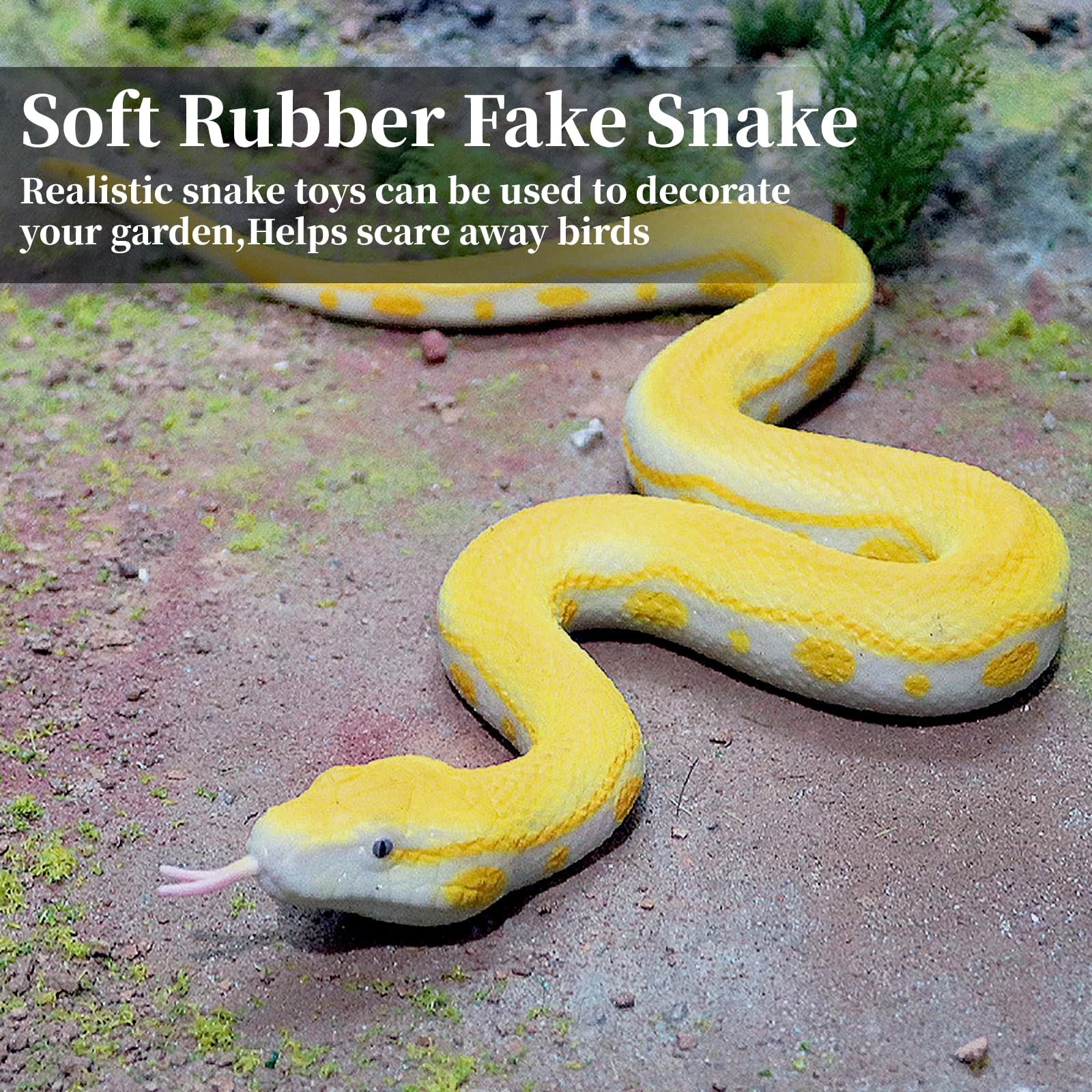 Hsxfl Realistic Fake Snakes Toy Soft Rubber Snake 1 Pack, Yellow