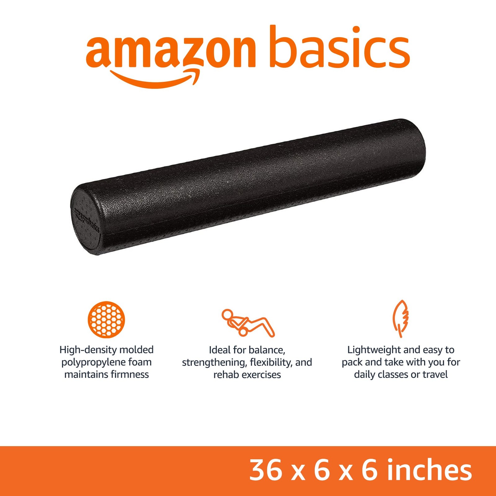 Retailer Basics High Density Foam Roller 36 Inches Black