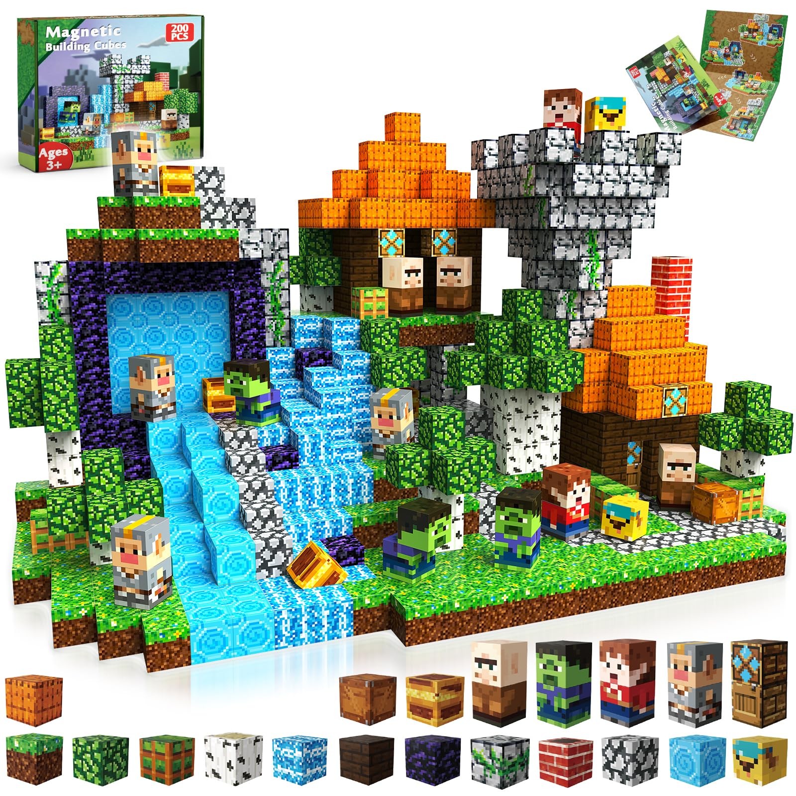 Goody King 200 Pcs Magnetic Blocks Set, STEM Sensory Magnet Toys for Kids Age 3+