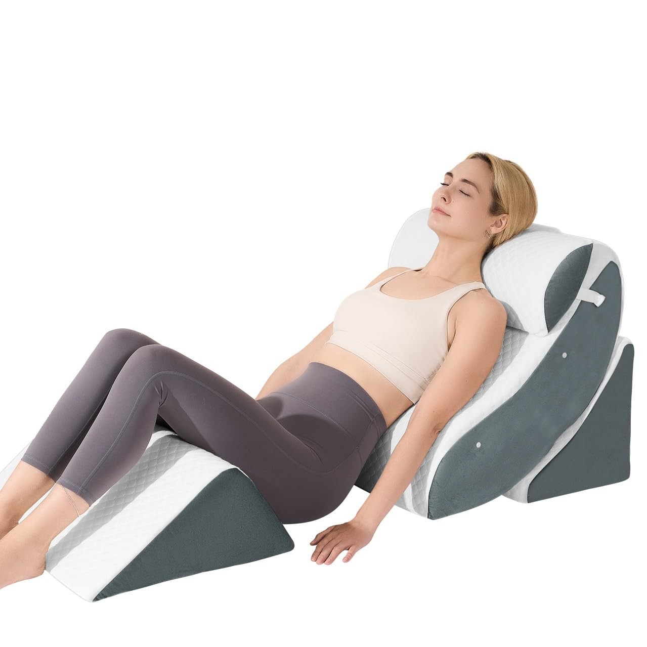 4 PCS Wedge Pillow Set for After Surgery, Memory Foam Orthopedic Bed Wedge Pi...