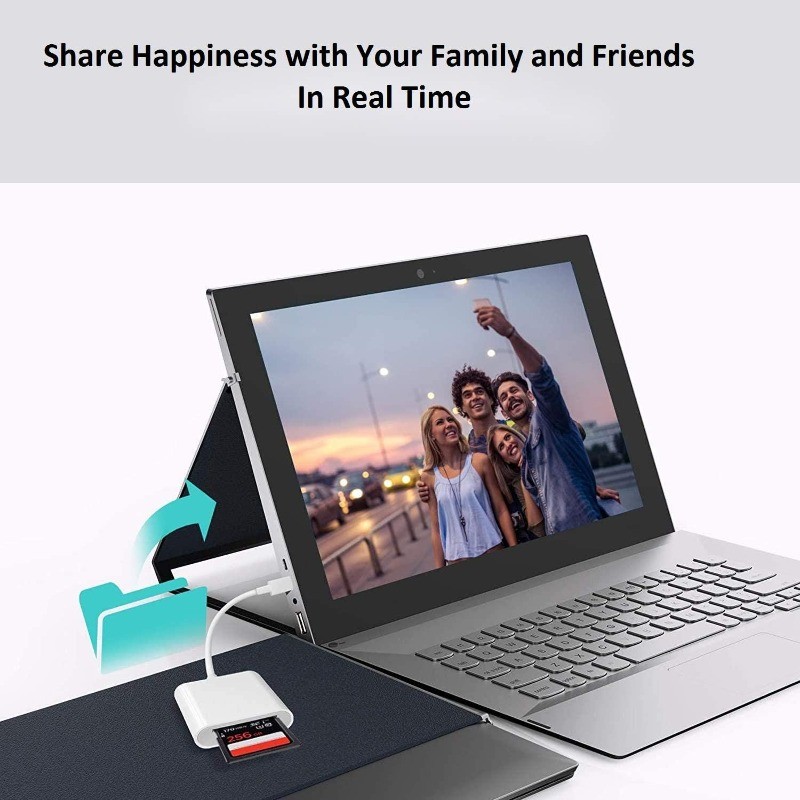 2-in-1 Lightning SD Micro SD Card Reader Adapter Plug and Play for iPhone iPad