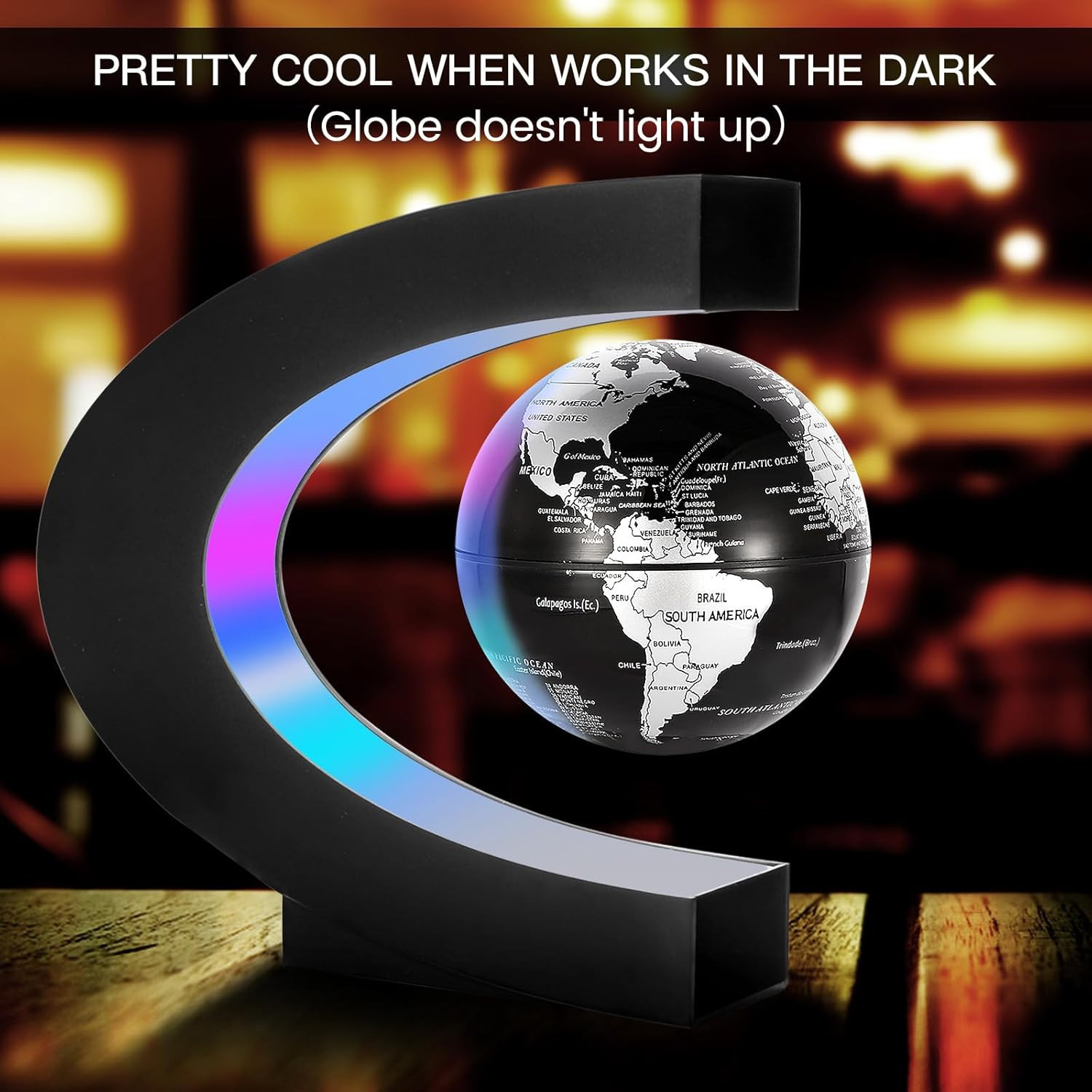 Magnetic Levitation Floating World Map Globe, C Shape Base with LED Lights, Grea