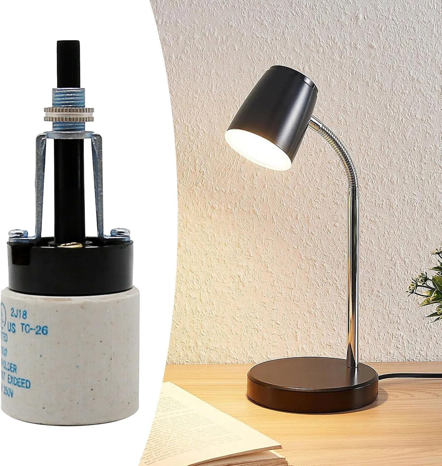 E26 Universal Ceramic Light Socket with Rotary Switch 250V 660W for Lamp...