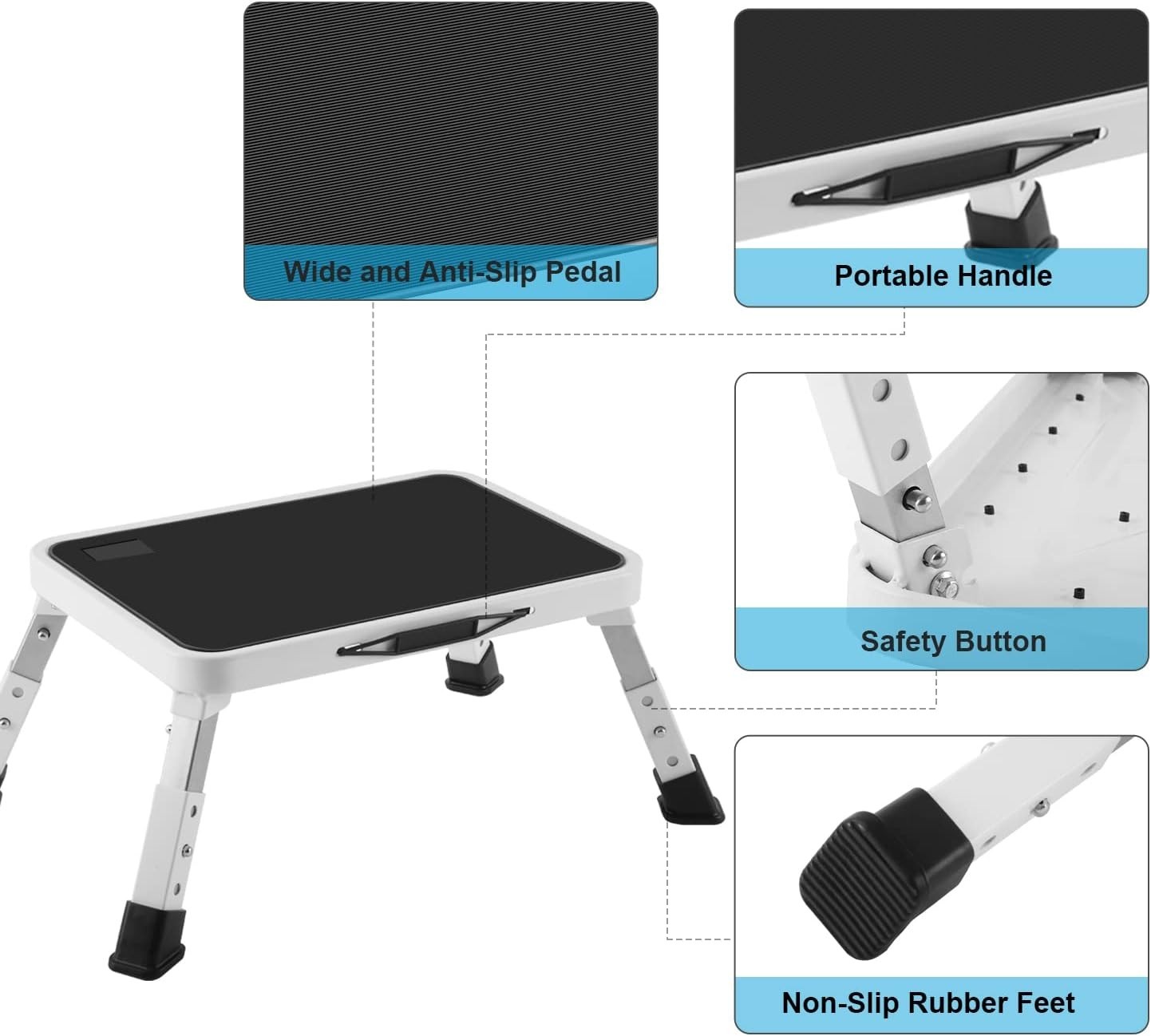 Versatile Folding Step Stool - Height-Adjustable Ladder, 330 lbs Capacity