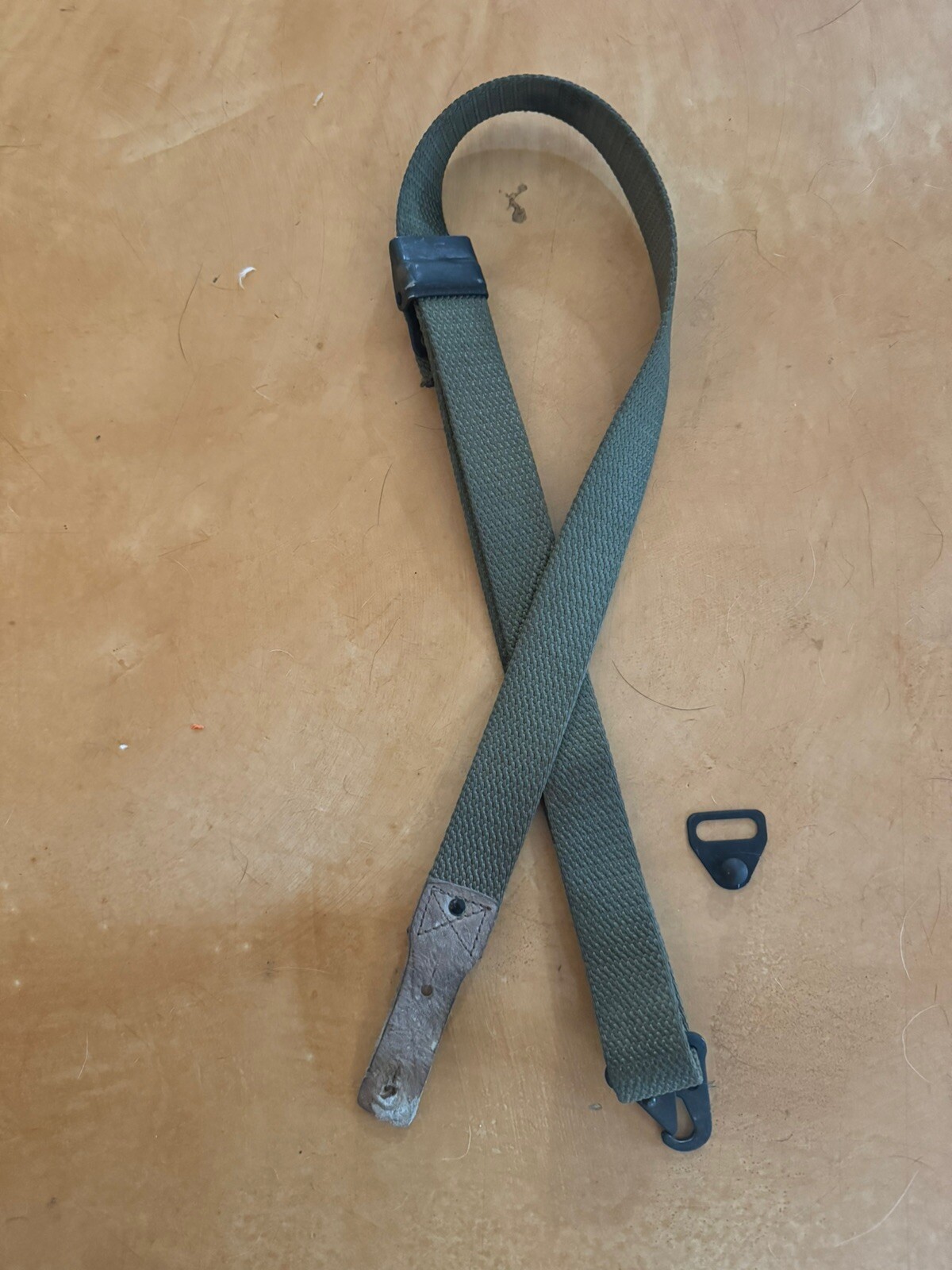 (Good) Spanish Military Surplus OD Green Rifle Sling With Stud Plate Mauser Fr8