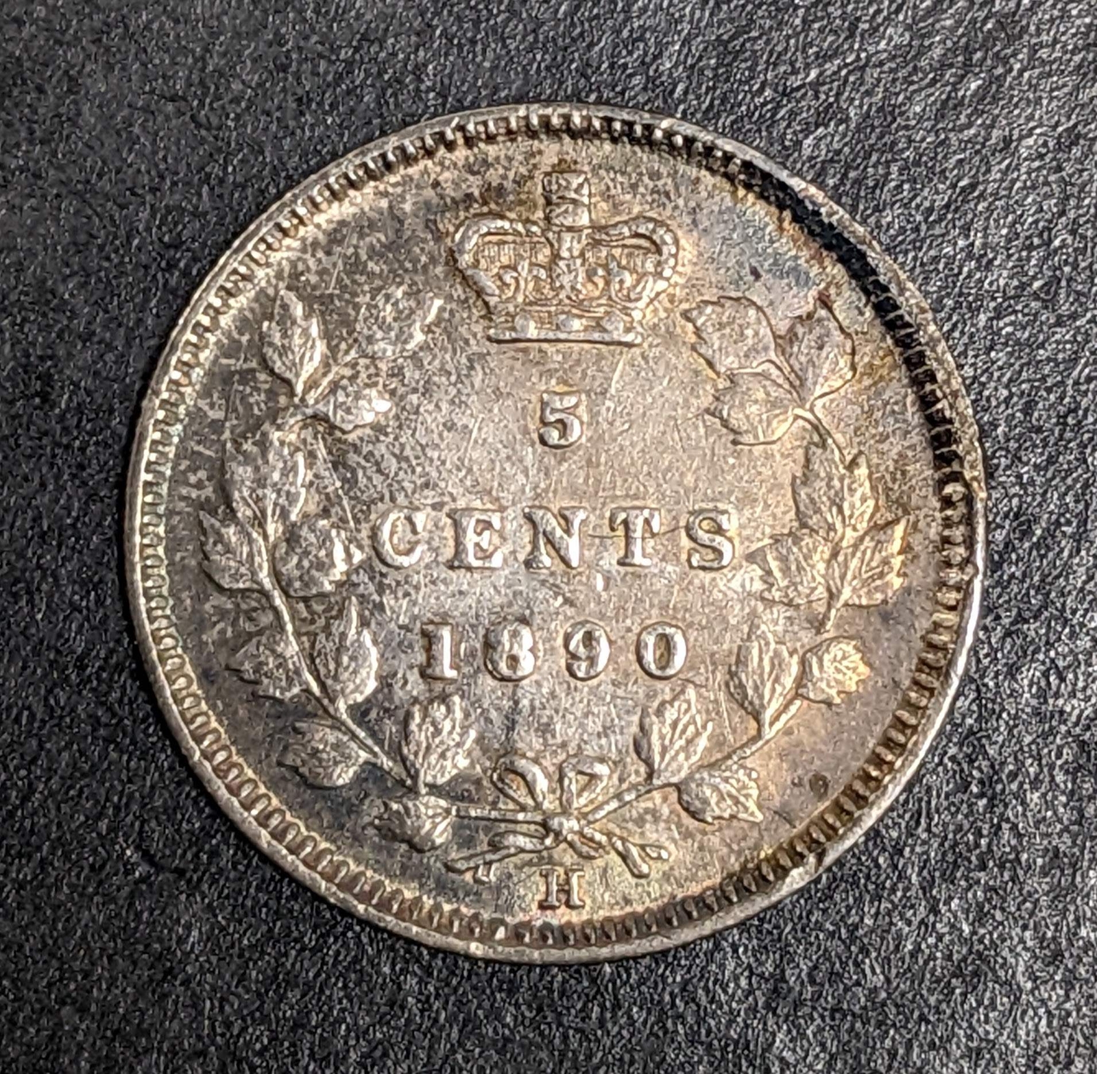 1890 H Canada 5 Cent Silver Very Slightly Bent