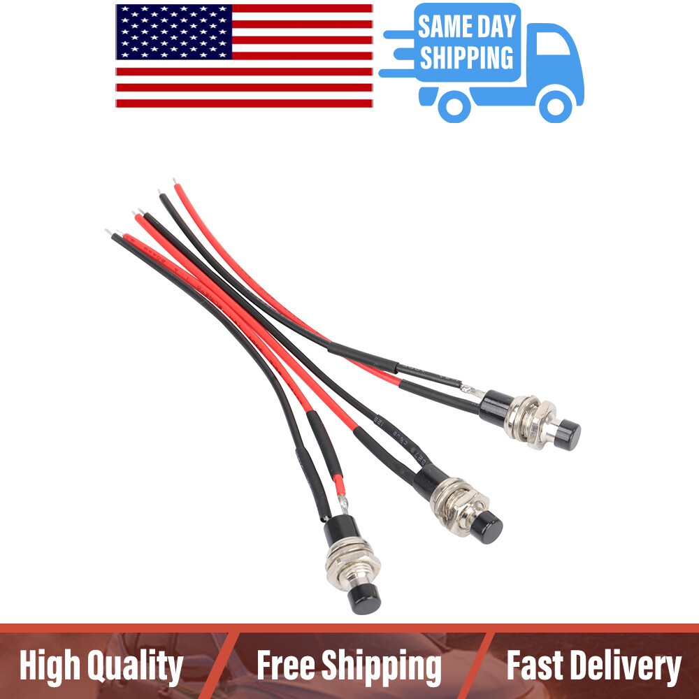3Pcs Latching Push Button Mini Switch 12V 5AMP SPST NO Latching Momentary Switch