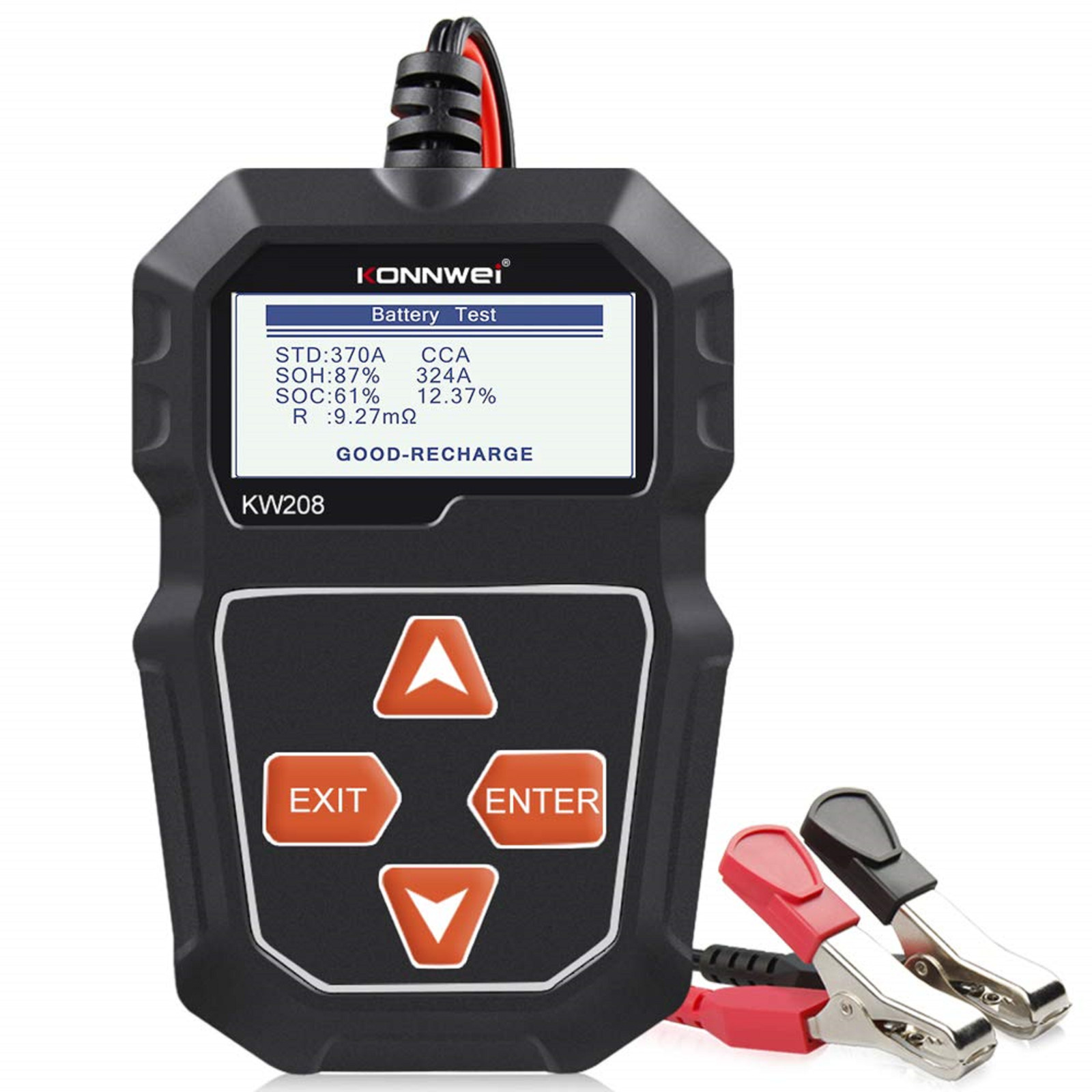 KW208 - Probador de batería de coche de 12 V, probador de carga CCA 100-2000
