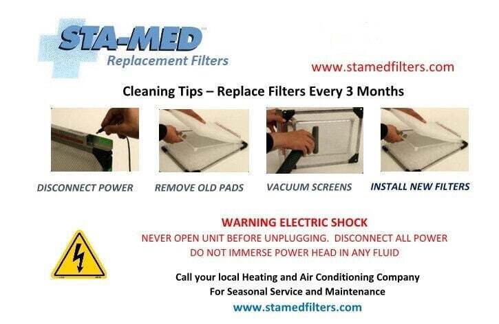 Sta-Med Electronic Air Cleaner Replacement Pads | 3 Changes 20x25
