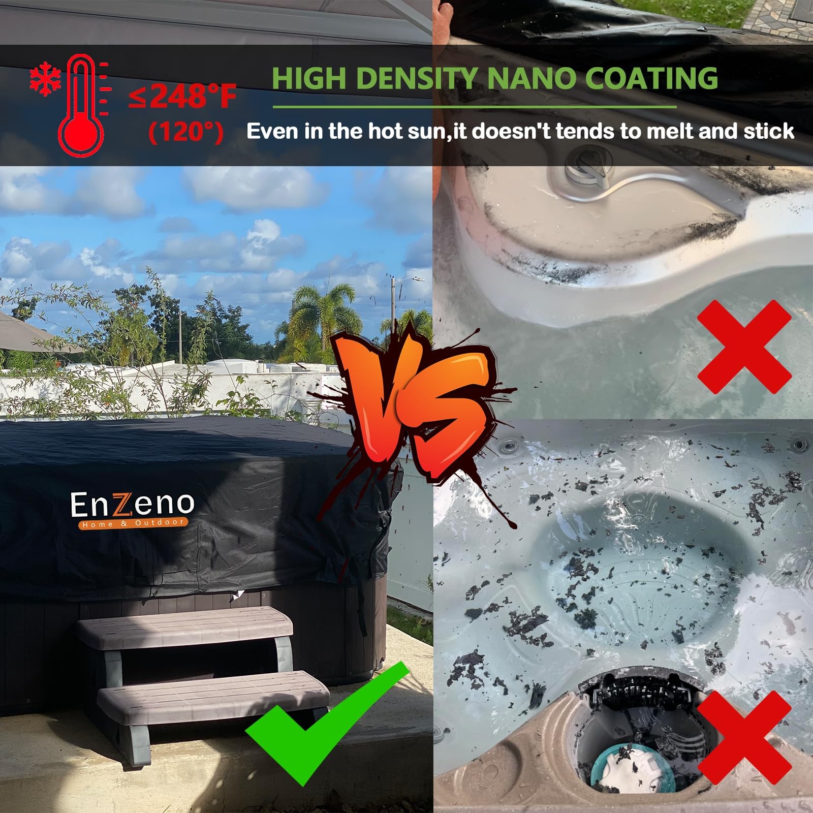 Enzeno Outdoor SPA Hot Tub Cover Waterproof Square 90 90x90inch, black