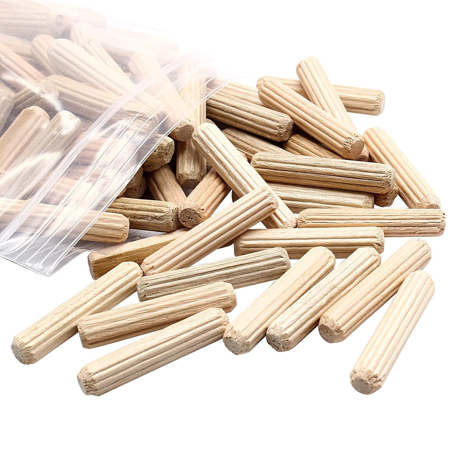120pcs Hardwood Wood Dowel Pins, 1/4" x 1-1/8" Fluted 1/4" x 1-1/8"