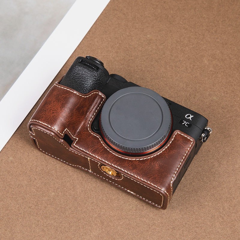 For Sony a7c2 Camera Bag Protection Dock Case Base Leather Camera Cover Shell