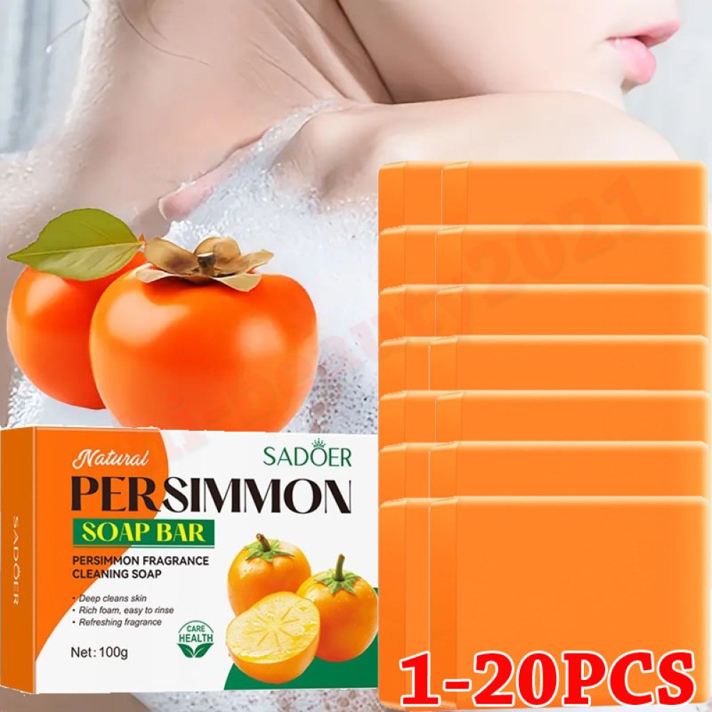 5/20PCS Persimmon Soap Bar Body Odor Control Deodorant Soap for Men & Women 100g