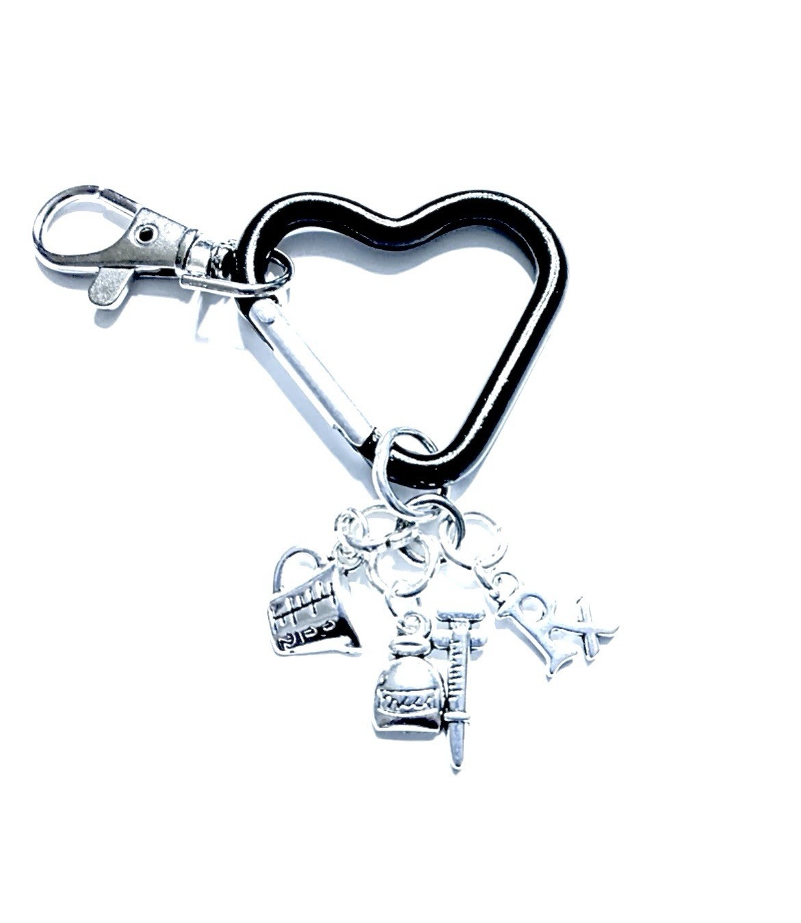 Pharmacist Black Heart Charm Keychain