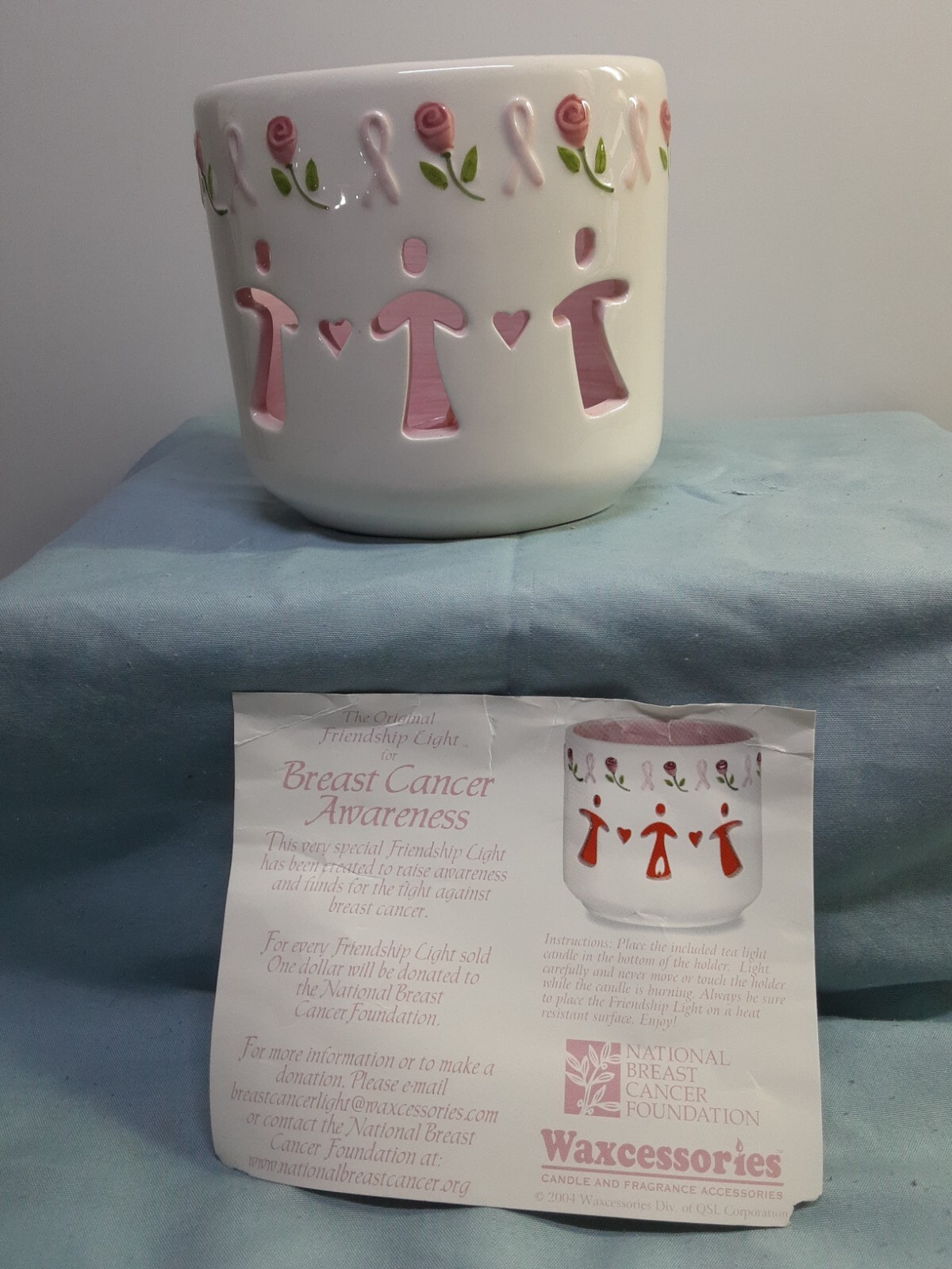 2004 Waxcessories Friendship Lights Hope Candle #16020 Breast Cancer Foundation