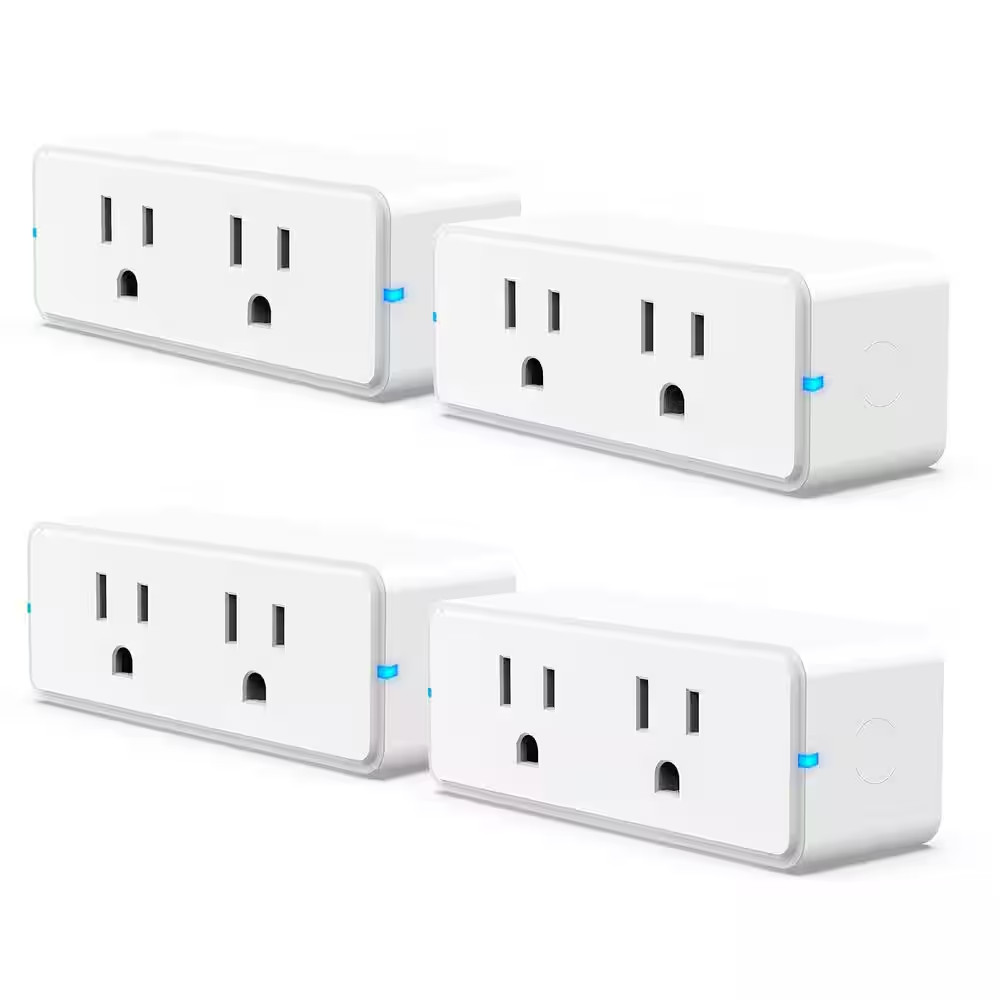 15 Amp 120-Volt Bluetooth Wi-Fi Grounding Plug Connector White Smart Outlet Voic