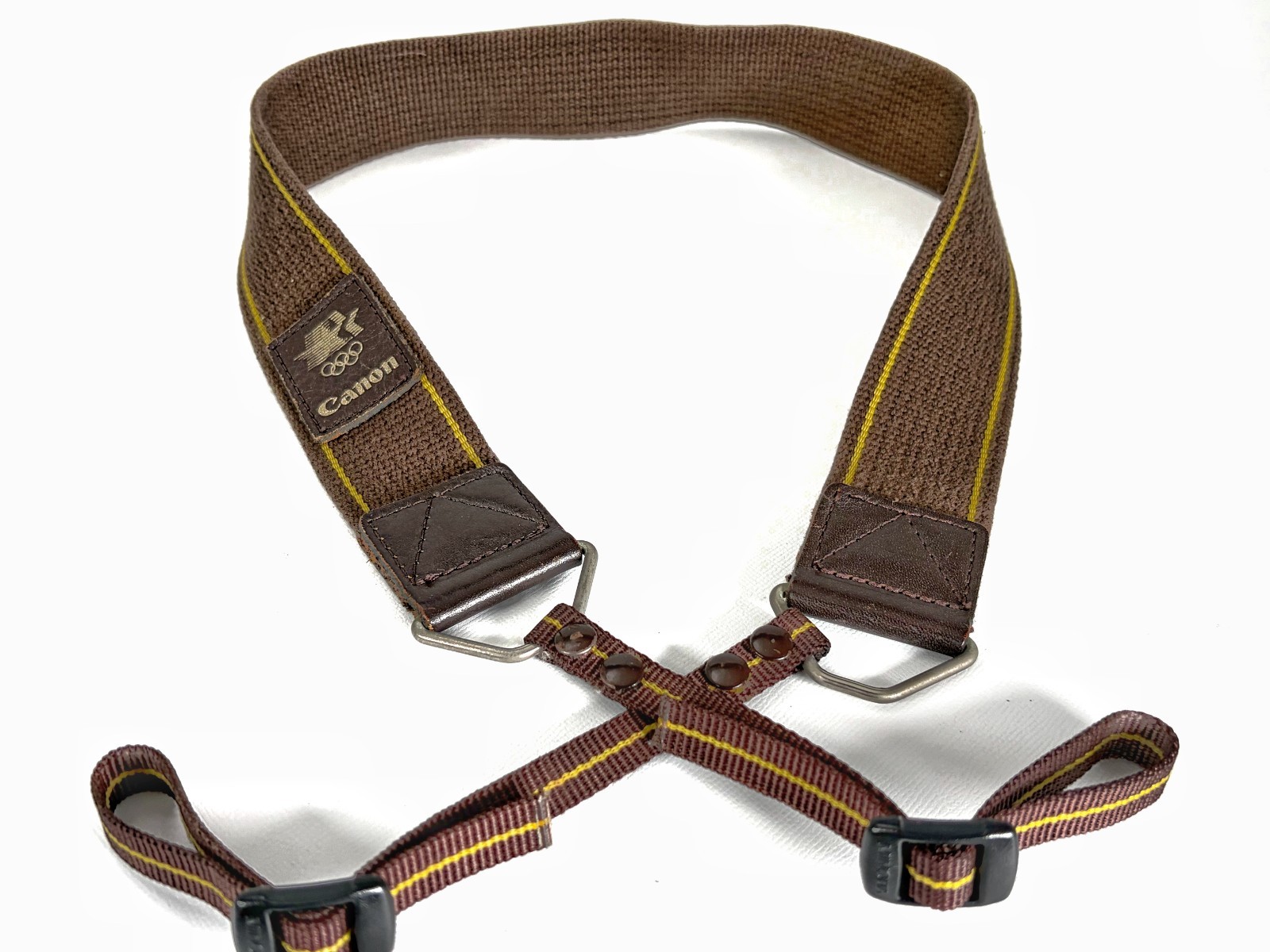 RARE 1984 Los Angeles Olympics Canon Camera Strap Brown Yellow Vintage F-1 AE-1