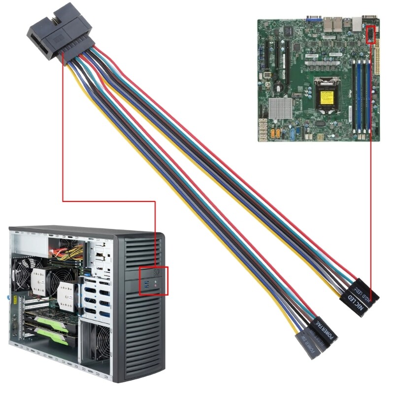 Super Micro Computer Front Panel Power Adaper Server Switches Adapter Extension