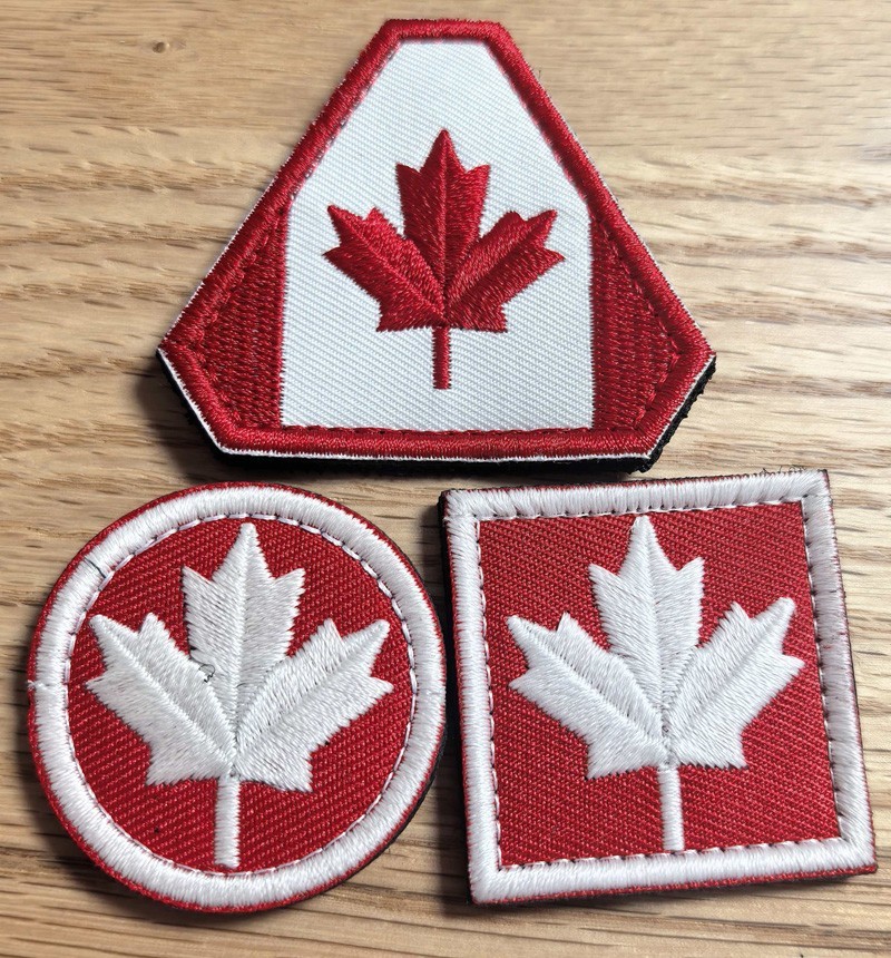 SQUARE CANADA FL CANADIAN MAPLE LEAF TACTICAL EMBROIDERED HOOK LOOP PATCH RED